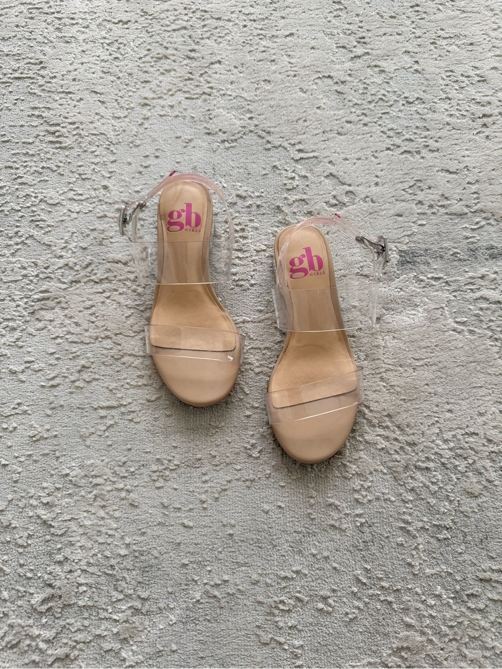 GB girls Clear Strap Nude Heeled Sandals
